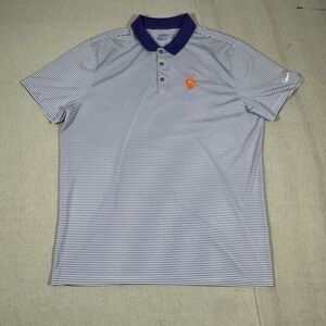 Nike Dri-FIT Clemson Tigers Mens XL Golf Polo Purple Stripes Performance